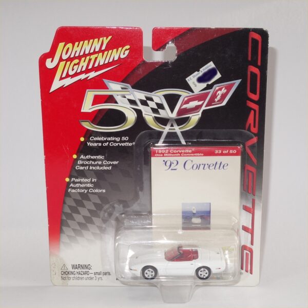 Johnny Lightning 1992 Chevrolet Corvette White Open Top #33 of 50