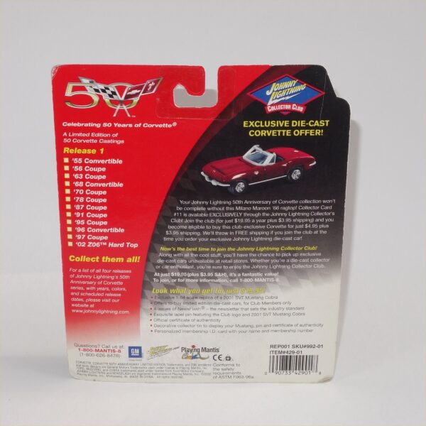 Johnny Lightning 1996 Chevrolet Corvette Black Open Top #41 of 50 - Image 3
