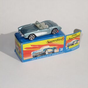 Matchbox  Superfast #38  1957 Chevrolet Corvette Open Top Silver Blue 