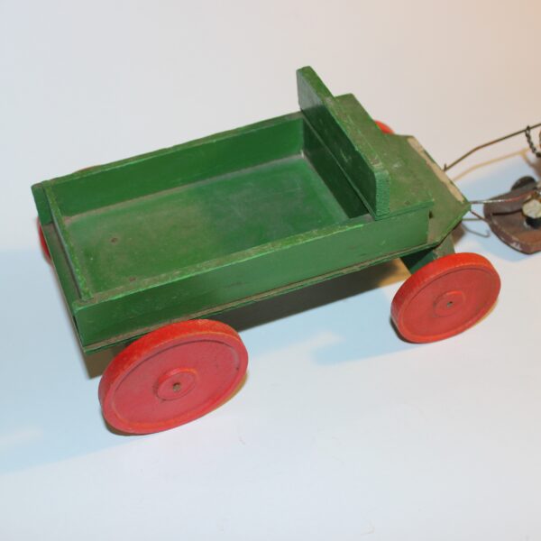 Antique PreWar Austria Composition Putz Paper Mache Draught Horse & Cart Pull Toy