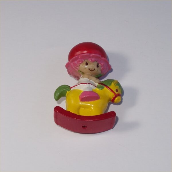 Strawberry Shortcake 1982 Cherry Cuddler on a Rocking Horse PVC Figurine