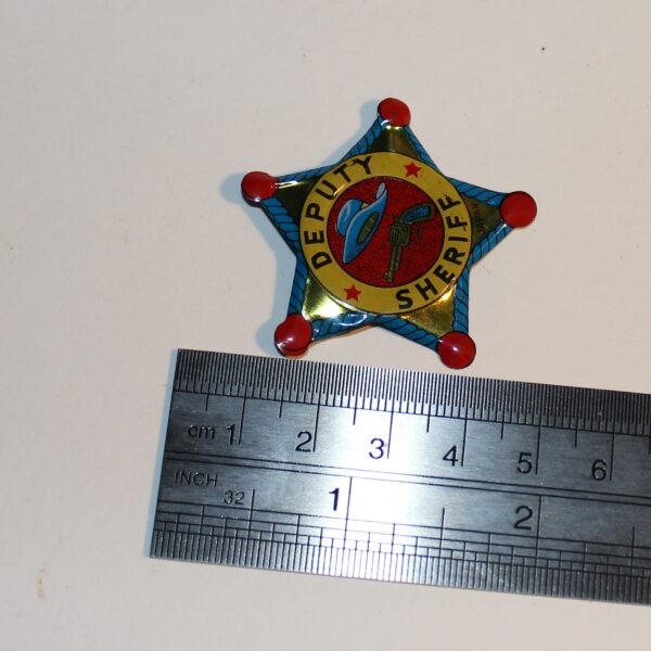 Vintage Japan Lapel Pin Badge Party Favour Show Bag Cowboy Deputy Sheriff Star Image