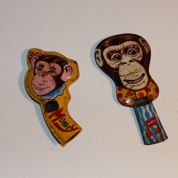 Vintage Japan Whistle Party Favour Show Bag Lot of 2 Monkey Images