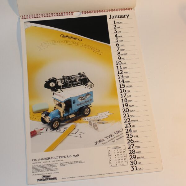 Matchbox Models of Yesteryear MICA Calendar 1987