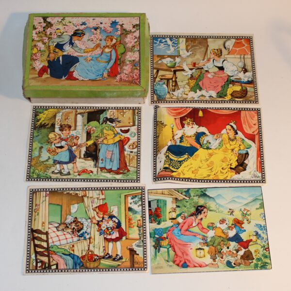 1950 Hermann Eichhorn Lungers Hausen West German Wooden Fairy Tale Scenes Block Puzzle