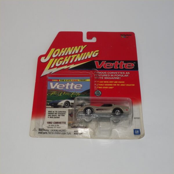 Johnny Lightning 1982 Chevrolet Corvette Gold Closed Top - Image 2