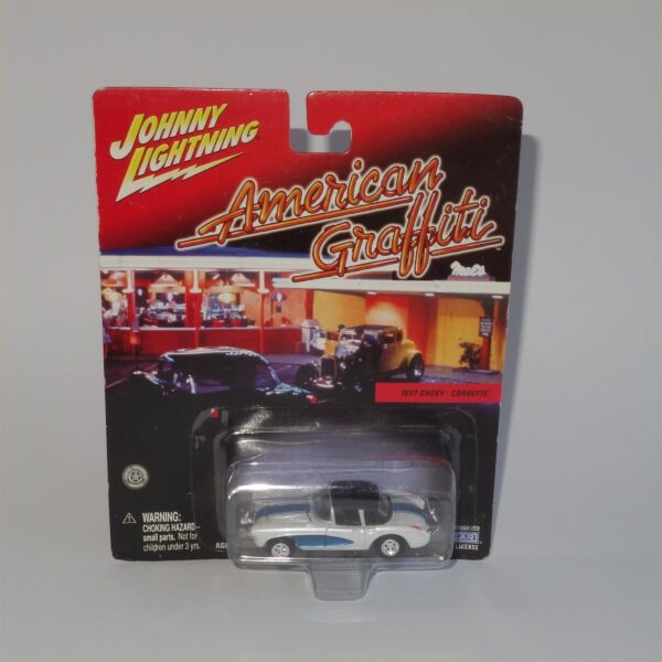 Johnny Lightning American Graffiti 1957 Chevrolet Corvette White Closed Top