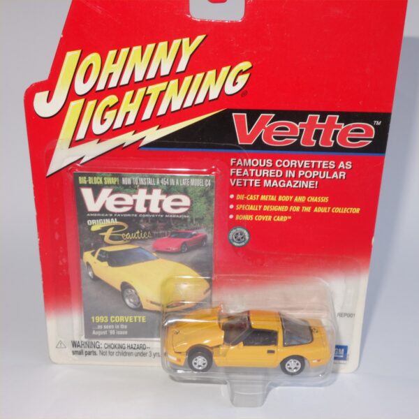 Johnny Lightning 1993 Chevrolet Corvette Yellow Hard Top