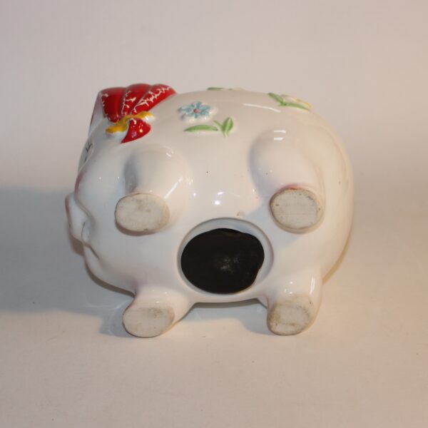 Money Box Bank Pig China Clay with Flower Motifs