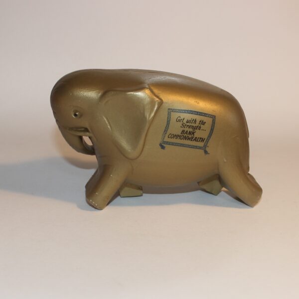 Money Box Bank Elephant CBA Commonwealth Gold Plastic