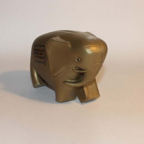 Money Box Bank Elephant CBA Commonwealth Gold Plastic