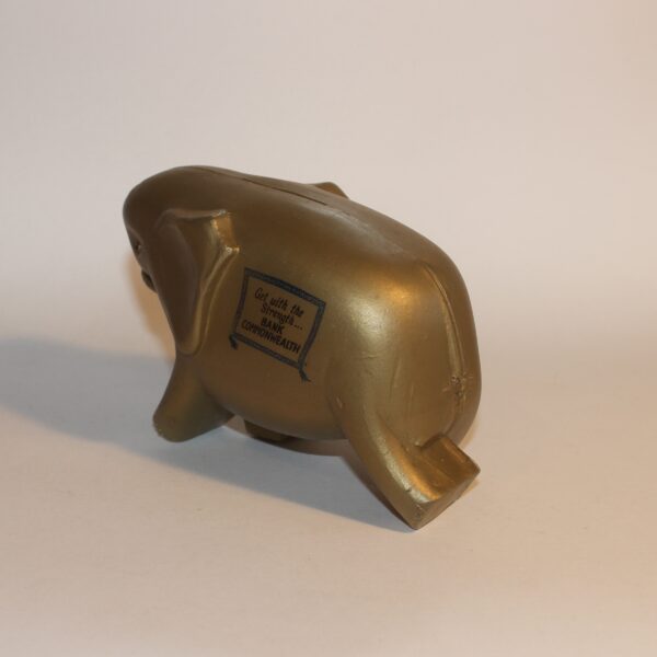 Money Box Bank Elephant CBA Commonwealth Gold Plastic