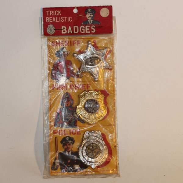 Police Fire Chief Sheriff Badges Set of 3 Japan Tin c1960