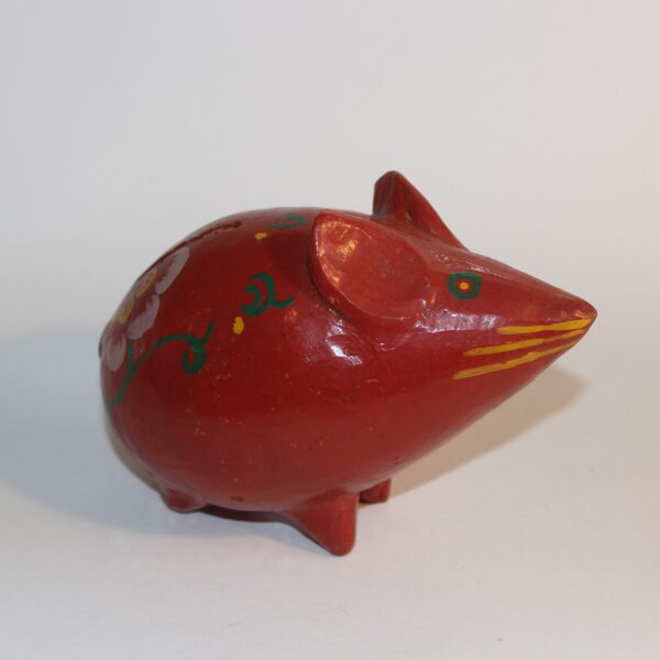 Piggy Bank Clay China Red Mouse Design