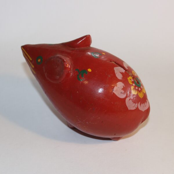 Piggy Bank Clay China Red Mouse Design