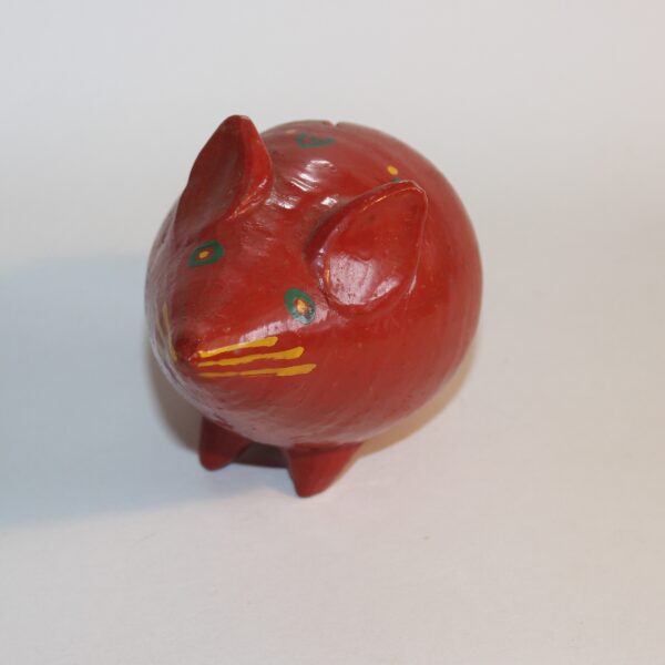 Piggy Bank Clay China Red Mouse Design