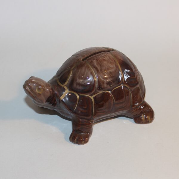Piggy Bank Clay China Brown Turtle Design