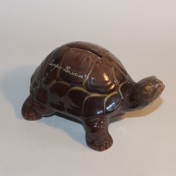 Piggy Bank Clay China Brown Turtle Design