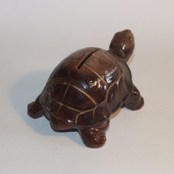 Piggy Bank Clay China Brown Turtle Design