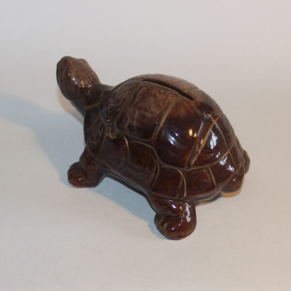 Piggy Bank Clay China Brown Turtle Design